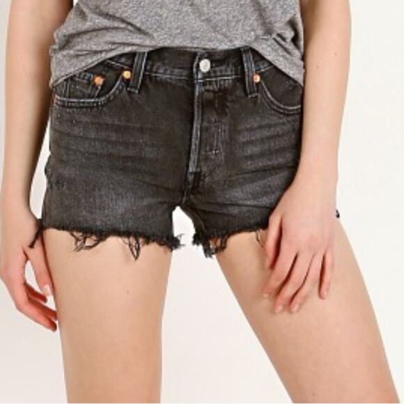 Levi's Pants - Levi’s 501 Trashed Black Denim Cut Offs